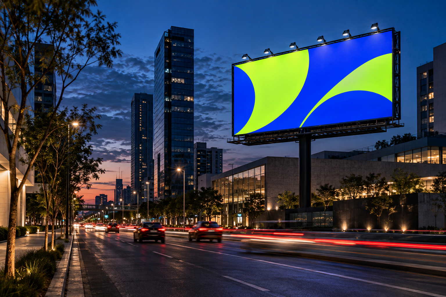 Concepto visual de una campaña luminosa en una avenida urbana